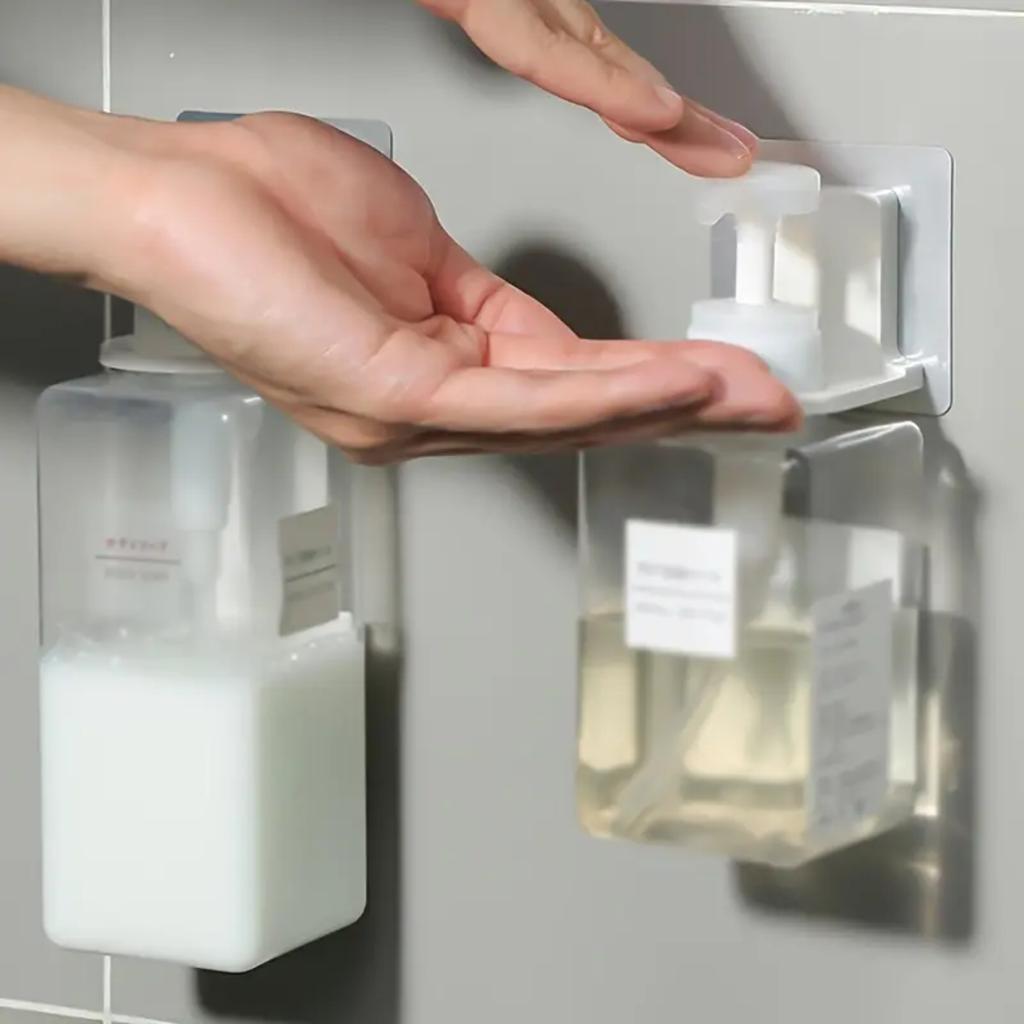 5Pcs Dispenser Bottle Holder Wall Mounted Adhesive Shampoo Lotion Hand Soap Bottle Hanger Bathroom Rack