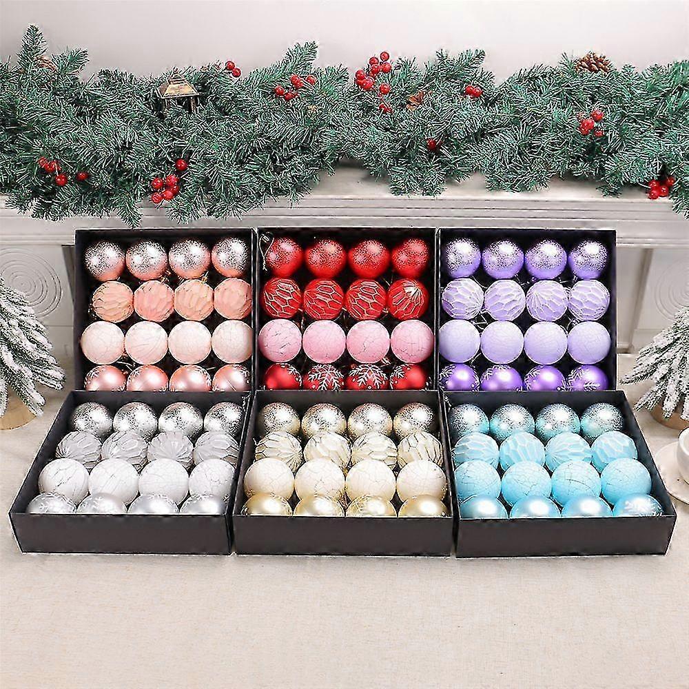 16pcs Christmas Sphere Ornament Collections Unique Christmas Tree Hanging Baubles Ornament For Seasonal