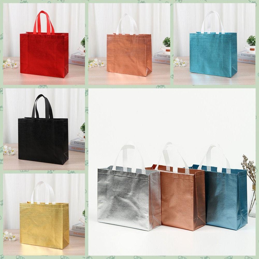 Eco-Friendly Film Coated Laser Gift Bag Reusable Shopping Pouch Gift Packing Bag  Birthday Party