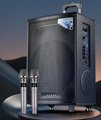 SAST Мощная уличная Bluetooth-колонка на колесиках с беспроводным микрофоном, штекер CN (адаптер в комплекте)