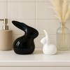 Home Decor Ceramic Rabbit Figurines (Set of 2, Black and White)