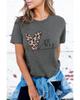 Azura Exchange Leopard Heart Shape Print Short Sleeve T-shirt