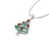 Huitan Christmas Tree Pendant Necklace New Year Gift for Women Colorful CZ Bling Bling Neck Accessories Party Statement Jewelry