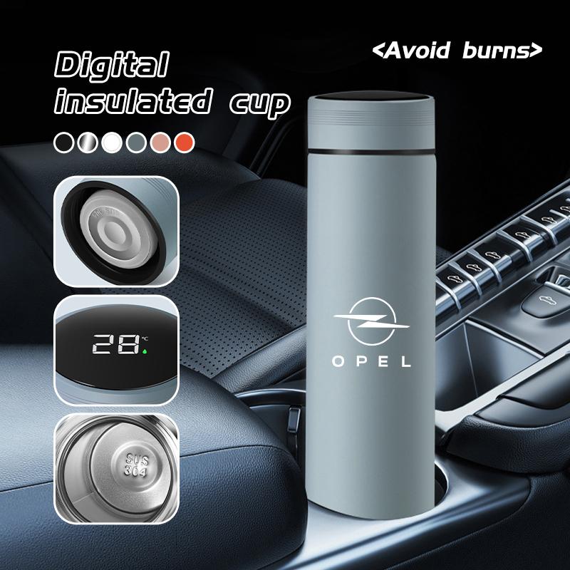 AAAYS1 For Opel 304 Stainless Steel Thermos Cup Smart Display Vacuum Water Cup Corsa Astra H G J Insignia Vectra Zafira Meriva