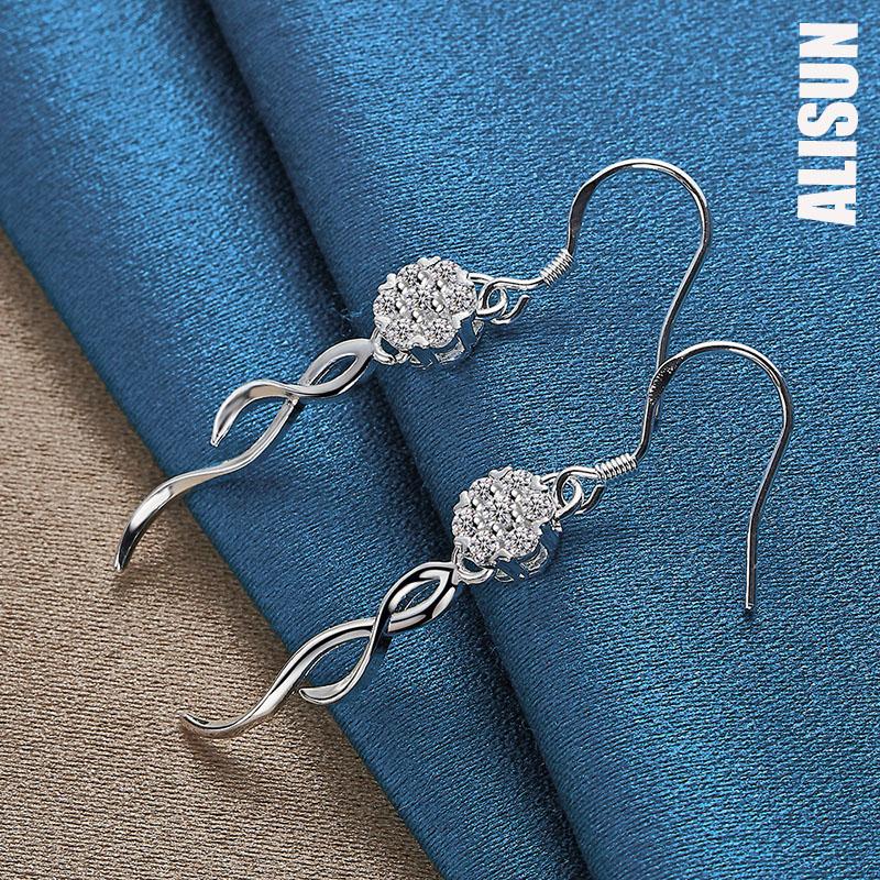 Серьги-подвески из стерлингового серебра 925 пробы с круглыми бусинами 8 мм, цирконием класса ААА, модные свадебные украшения