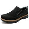Водонепроницаемая повседневная обувь Кожаная обувь Кроссовки Ультралегкие прогулочные туфли PU Leather EVA Sole 3E Laceless Shoes edm544 Black Мужские туфли без шнурков