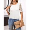 Женская летняя футболка, элегантный вязаный кружевной топ с круглым вырезом, свободный сетчатый топ с короткими рукавами
