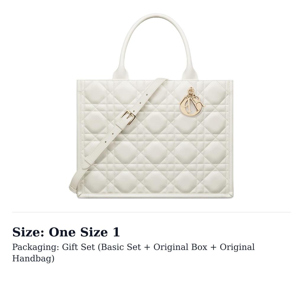 DIOR BookTote Cow Leather Handbag Medium Women's Milk White M1324OWHP-M030