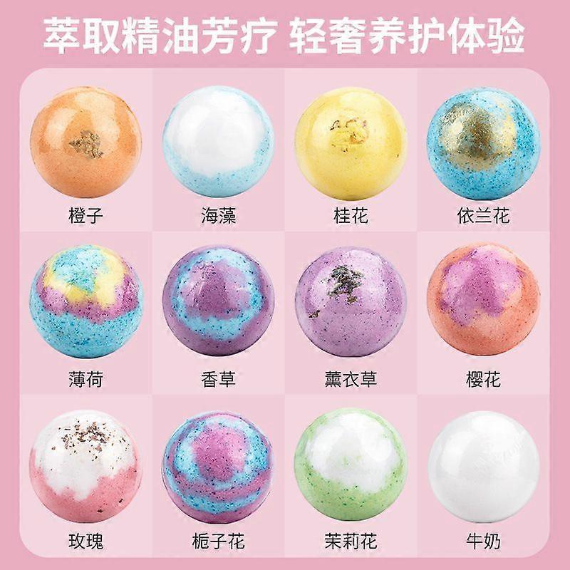 120g*6 Dinosaur Bath Salt Balls, Blue Box, 12 Balls, Fried Bath Salt Balls, Dried Flower Essential Oil Bath Balls, Exfoliating Bath Salts, Activated C