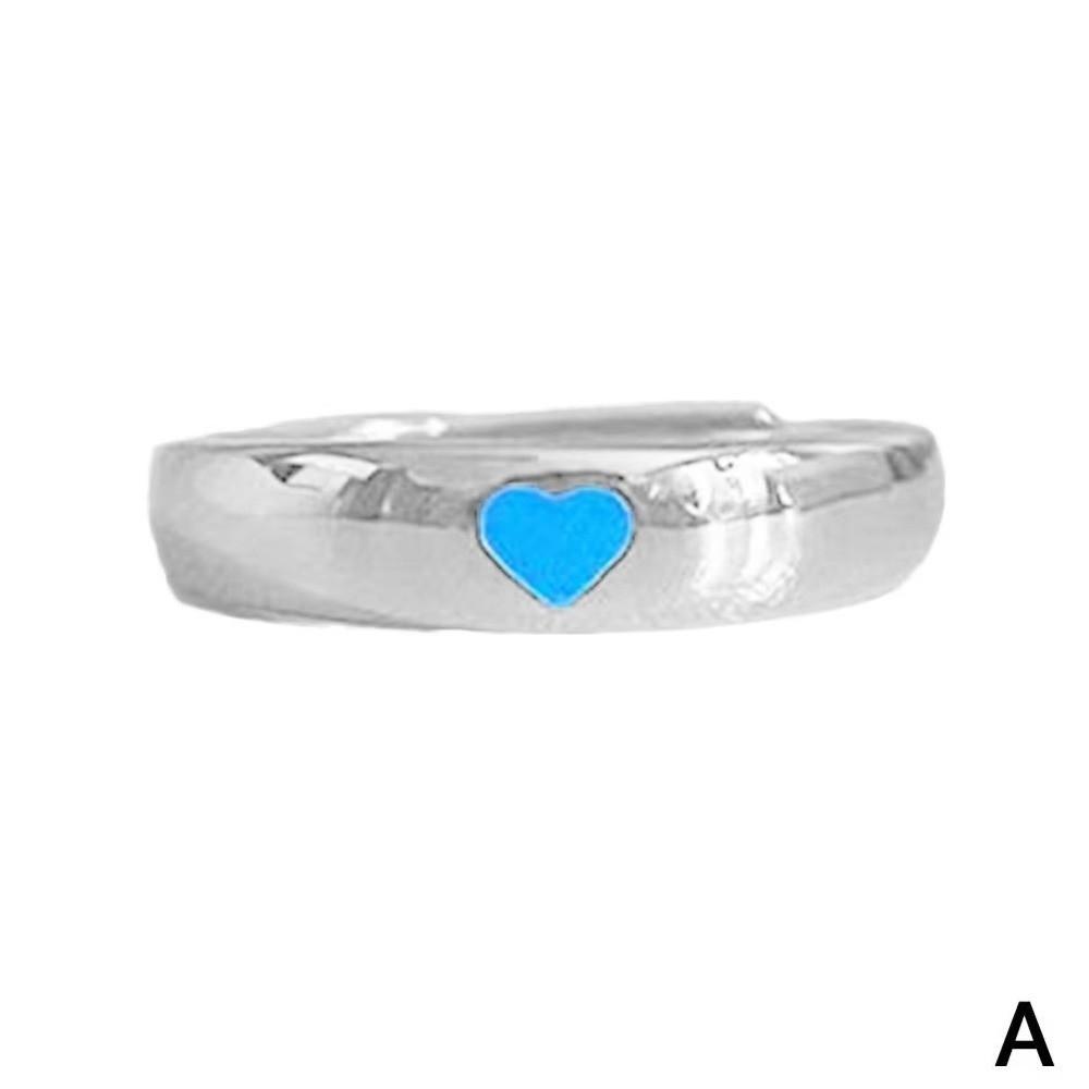 Vintage Style Glow In Dark Ring Punk Style Adjustable Ring Fashion Love Heart Ring for Lover Gifts