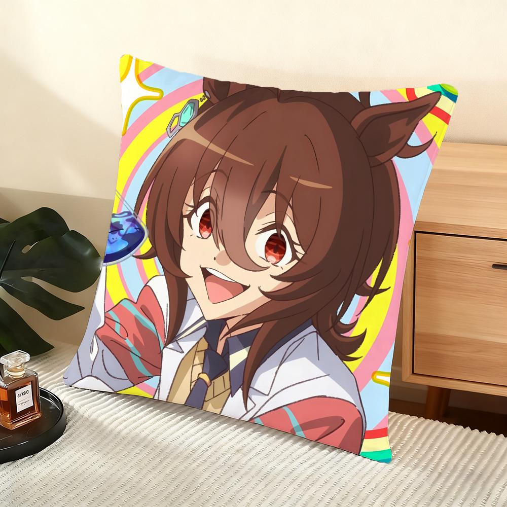 U-Umamusume Cushion Cover Soft Short Plush Pillow Cover Smooth Cozy Texture Aesthetic Cushion Case Home Decor