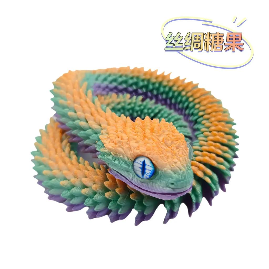 30см 3D-печатная змея 2025 Новый год Полностью шарнирная модель дракона Декорация 3D Подвижная Вращающаяся Реалистичная Кобра Змея Детская игрушка