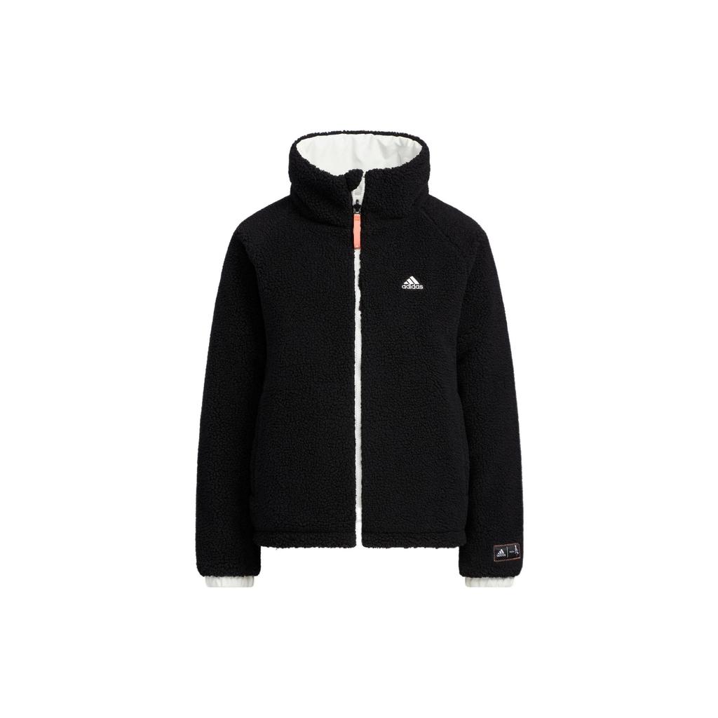 adidas Женская двусторонняя утепленная куртка с воротником-стойкой из флиса Черная HY7218