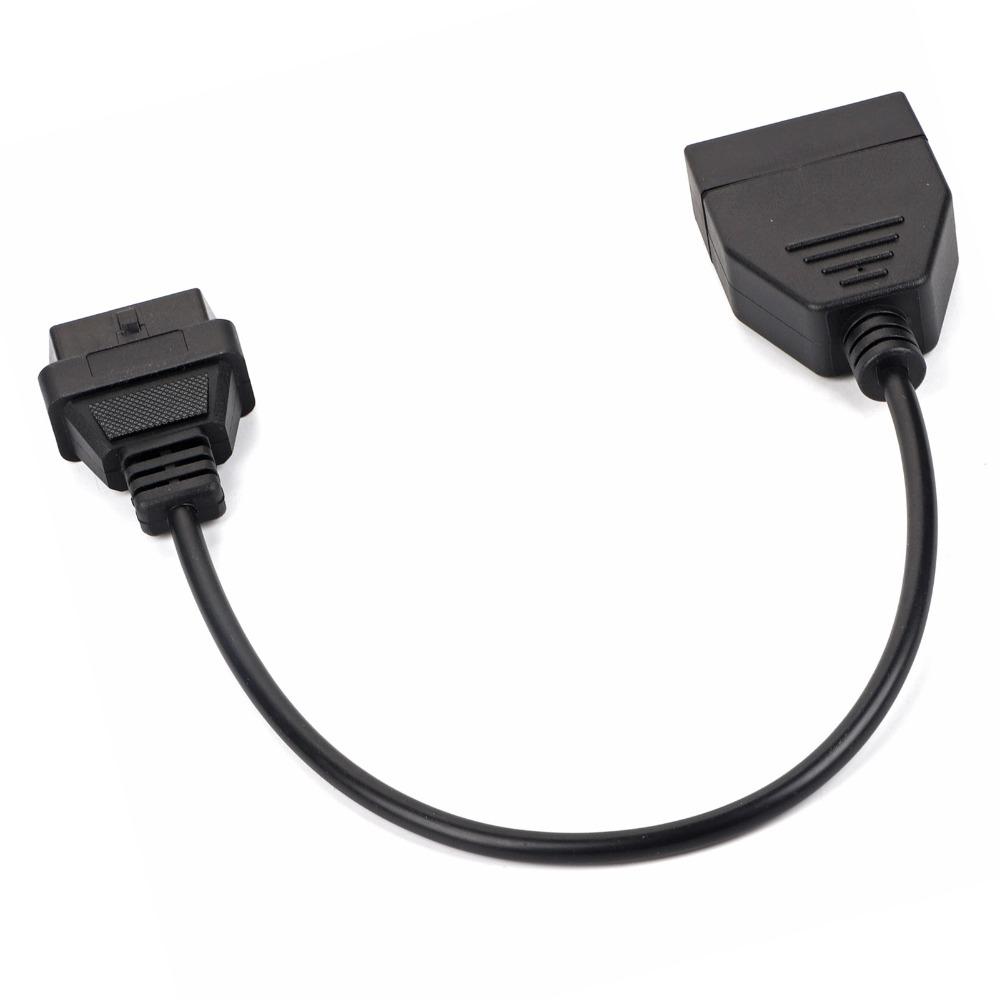 Black OBD1 12 Pin to OBD2 Cable OBDI to OBDII Adaptor Vehicle Inspection