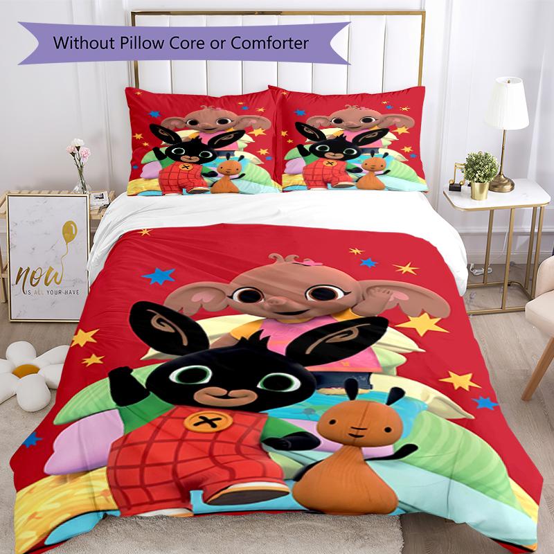 3pcs Bing pattern bedding set duvet cover set includes duvet cover &pillowcases, perfect all season bedroom decoration & gift