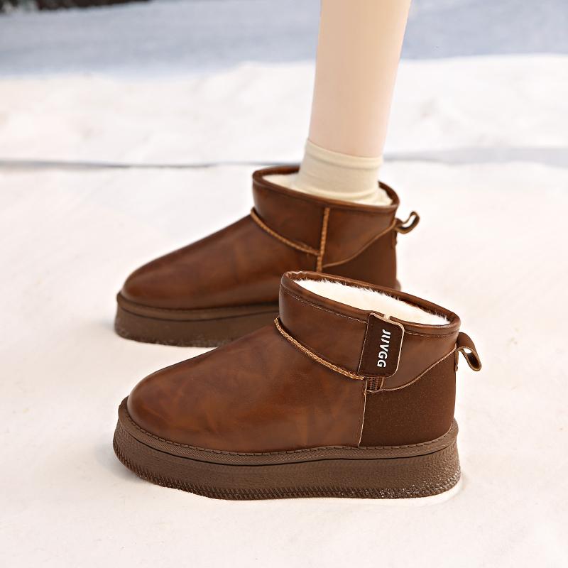Модные женские плоские зимние сапоги новая зимняя мода круглый носок рукав толстая подошва противоскользящие износостойкие короткие сапоги