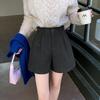 Korean Retro High Waist Woolen Booty Shorts - 2024 Winter Women’s Slimming Wide Leg