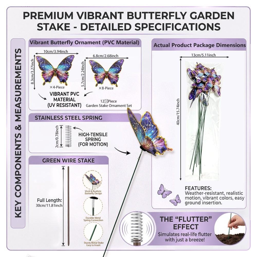 Colorful Butterfly Stakes Plant Plug Artificial Butterfly Decorative Pile Courtyard Flower Pots
