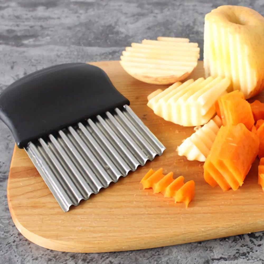 Potato Stainless Steel Vegetable Crinkle Corrugated Wave Knife Wave-shaped Cutter, Knife, Knife, Cutter, Cutter, (black)
