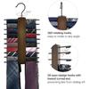 Mkono Wooden Tie Rack Retro Tie Belt Storage Hanger Organizer for Men Closet Space Saving Rack with 20 Non-Slip Hooks for Ties Belt Scarf Organize
