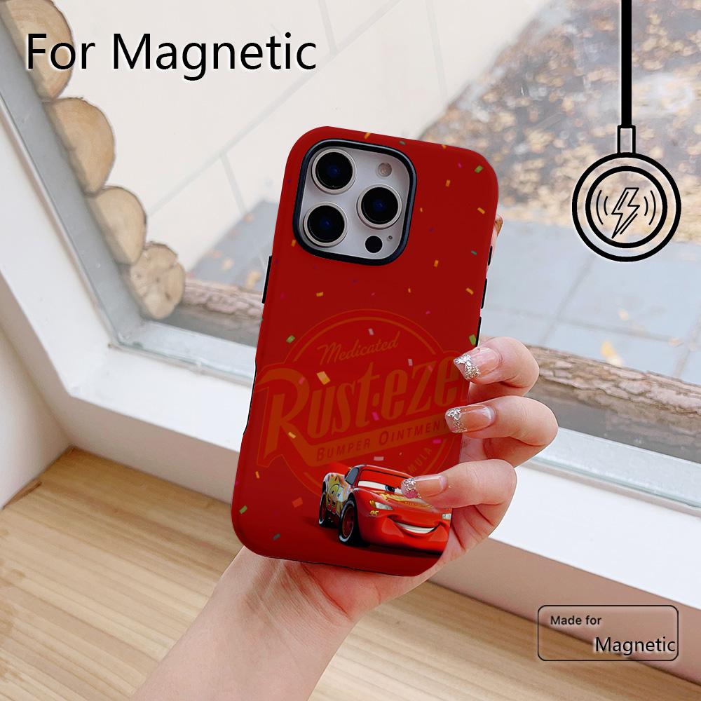 Чехол для телефона Cars Молния МакКуин 95 для iPhone 17 16 15 14 13 12 11 Pro Max Plus Air Роскошный Магнитный Двухслойный Задний Чехол