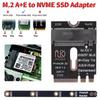Адаптер M.2 A+E на NVME SSD M2 WIFI интерфейс NGFF A+E-Key штекер на NVME M-key гнездо удлинитель карта-переходник PCI-E 4.0 с кронштейном