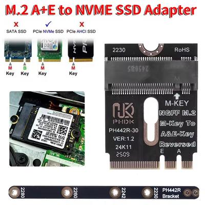 Адаптер M.2 A+E на NVME SSD, интерфейс M2 WIFI, переходник NGFF A+E-Key Male на NVME M-key Female, удлинительная карта PCI-E 4.0 с кронштейном.