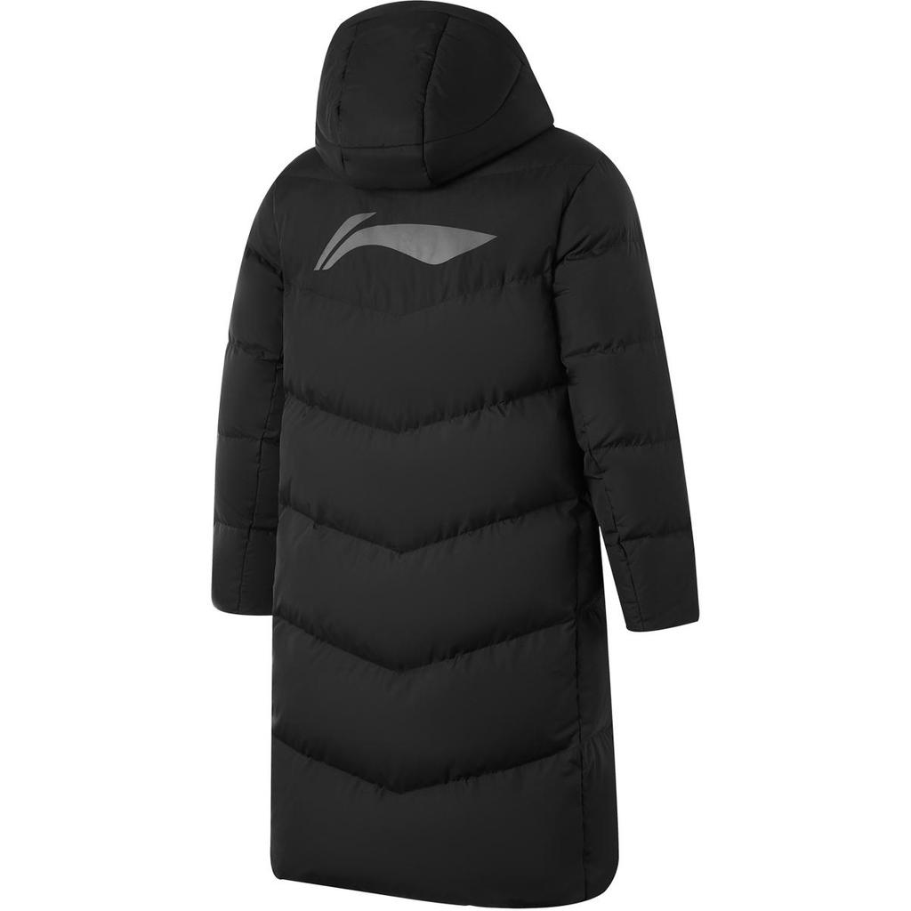 Li Ning Sports Lifestyle Series Brand Logo Удобная повседневная свободная морозостойкая теплая уличная длинная куртка-пуховик для мужчин, верхняя одежда, черный цвет AYMU095-1