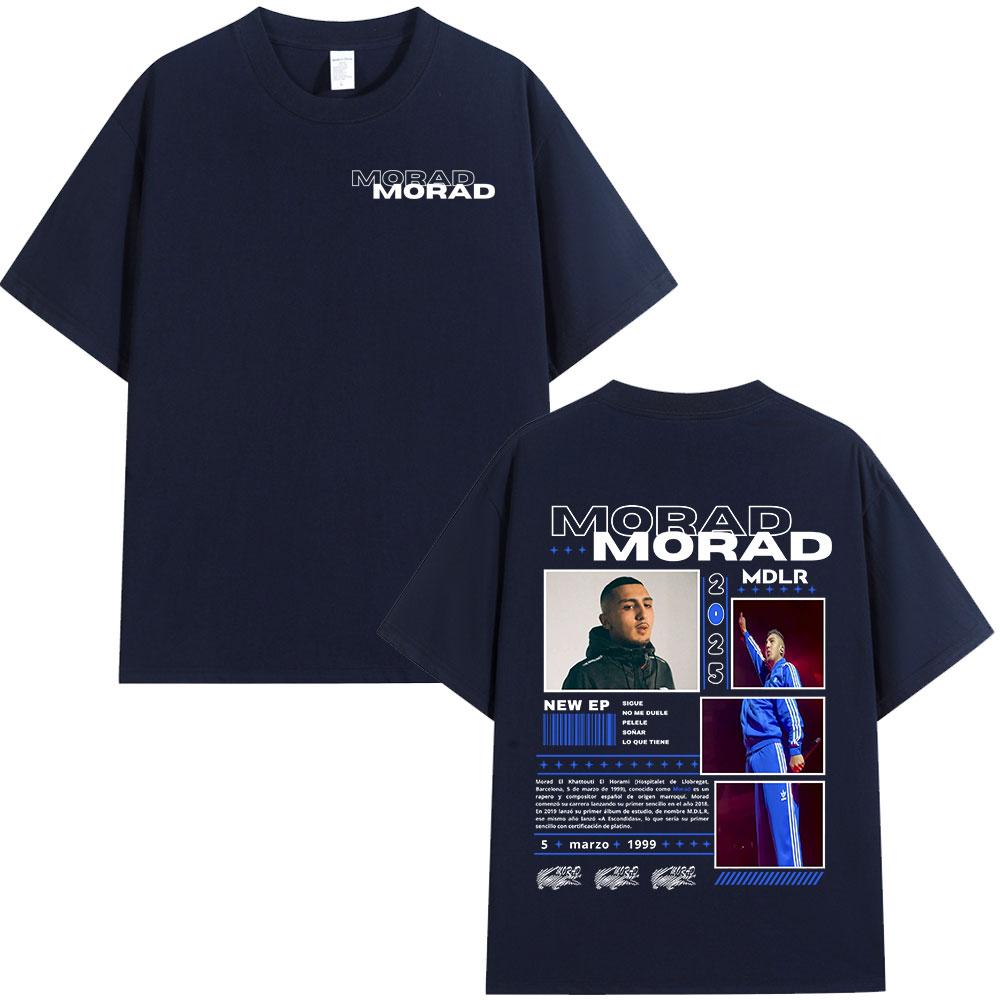 Футболка с логотипом рэпера Morad MDLR 2025 Tour Модная Хип-хоп Винтажная Футболка с коротким рукавом Унисекс Женская Повседневная Хлопковая Футболка Streetwear