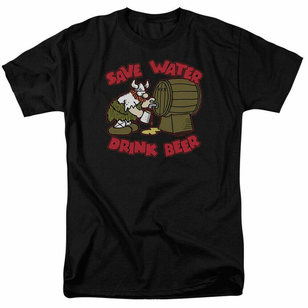 Hagar the Horrible Save Water Drink Beer T Shirt Licensed Comic Book Tee Black