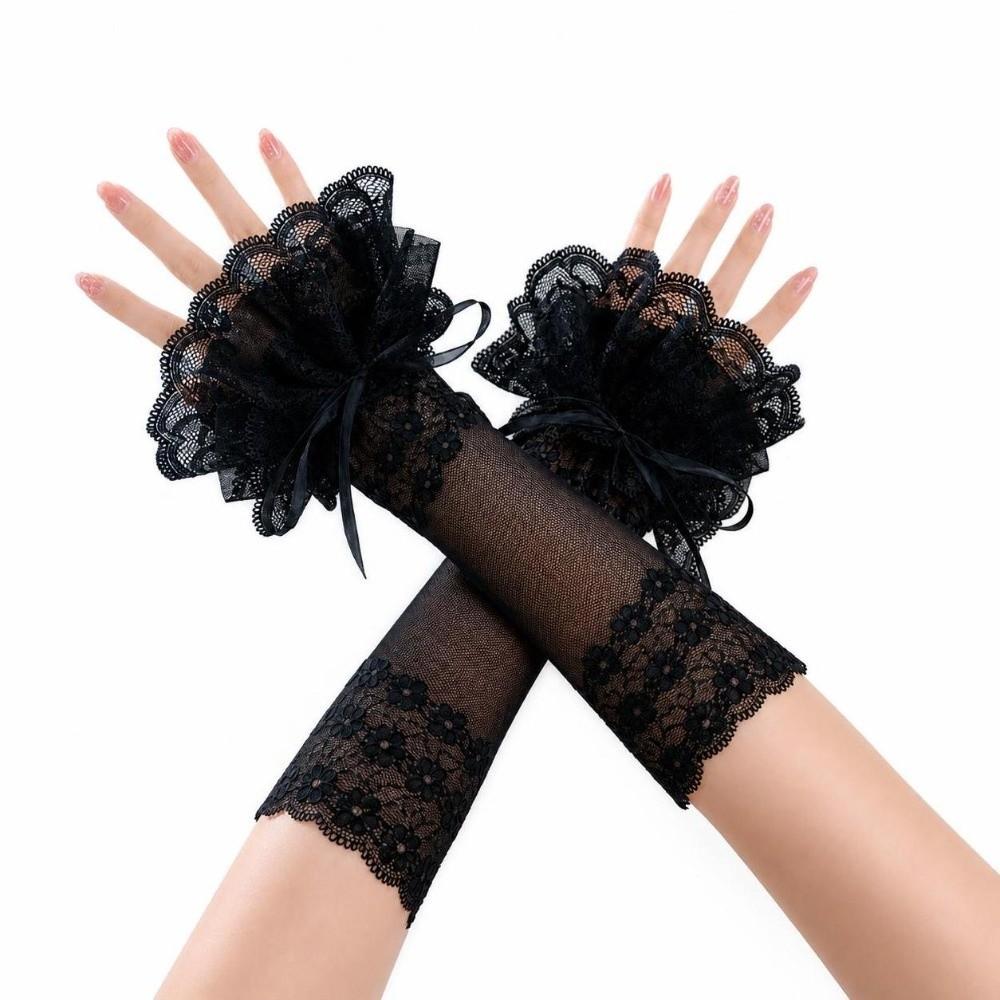 Ruffled Lace Lace Arm Sleeves Elastic Band Fake Sleeves Elegant Mittens Anime Costume