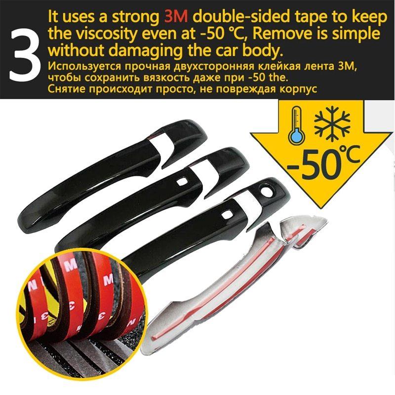 For Citroen C4 Cactus 2014~ Gloss Black Outer Door Smart Handle Cover Trim ABS Protective Stickers Car Exterior Accessories