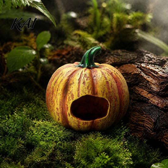 Terrarium Pumpkin Decor Aquarium Hideout, Halloween Fish Tank Decoration, Resin Jack-O-Lantern Jack-o-Lantern Ornament Hide Cave for Betta Shrimp