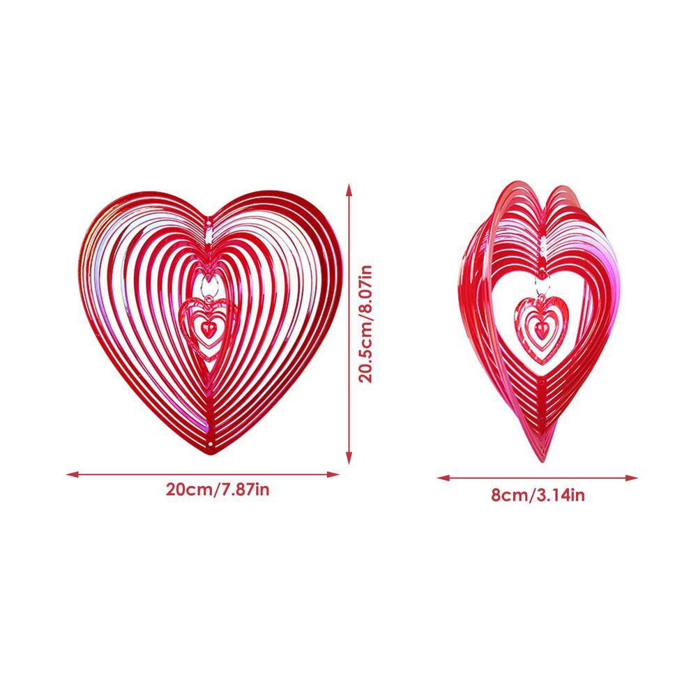1/2pcs Beating Heart Wind Spinner ABS Wind Catcher Love Wind Chime Rotating Bird Repellent Wind Chime Hang Decoration 6 Colors