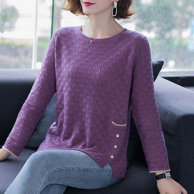 Топ с круглым вырезом из шелка, свободный и дышащий пуловер