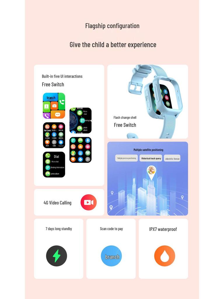 4G Kids' Phone Watch K26H with SIM, Video Call & Payment Features