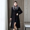 Big Fur Collor Women Woolen Coat Black Long Trench Coat Jacket Slim Wool Blend Coat Elegant Casual Jacket Vintage Gothic Jacket