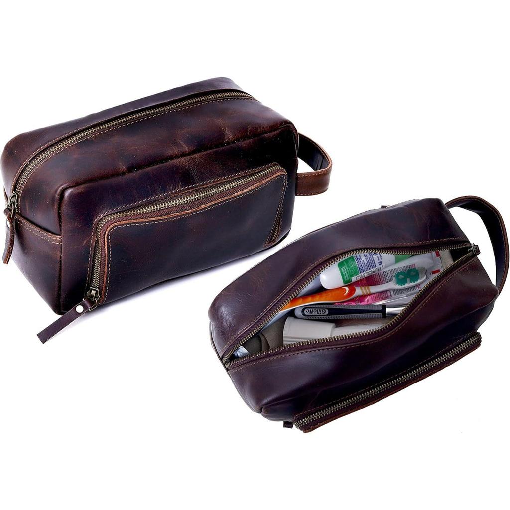 Men's Toiletry Bag Leather Travel Toiletry Bag Dopp Kit for Men Shaving Bag for Travel Accessories