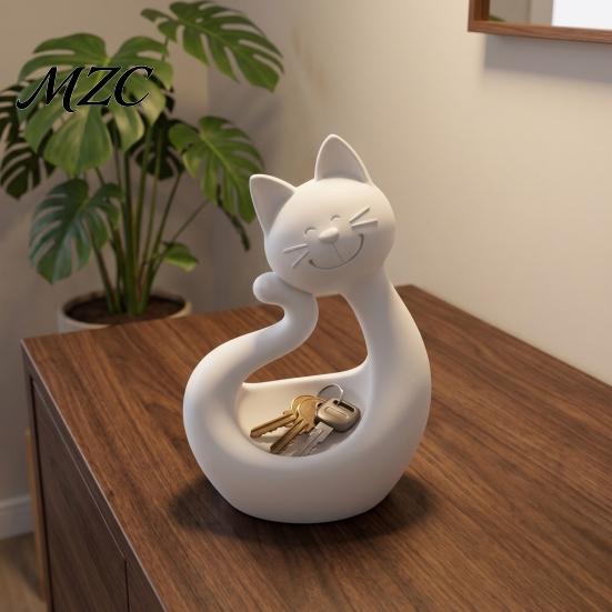 Unique Gift for Cat Lovers Shape 3D Printed Storage Tray, Matte Finish Decorative Desktop Minimalist Home Decor Tray Durable PLA Ornament Bedroom
