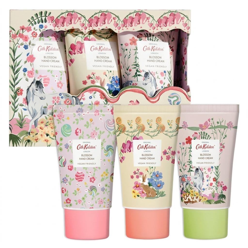 [Cath Kidston] Официальный набор из трех кремов для рук 'Цветение' (30мл х 3) - Подарок с премиальным цветочным ароматом и увлажнением маслом ши