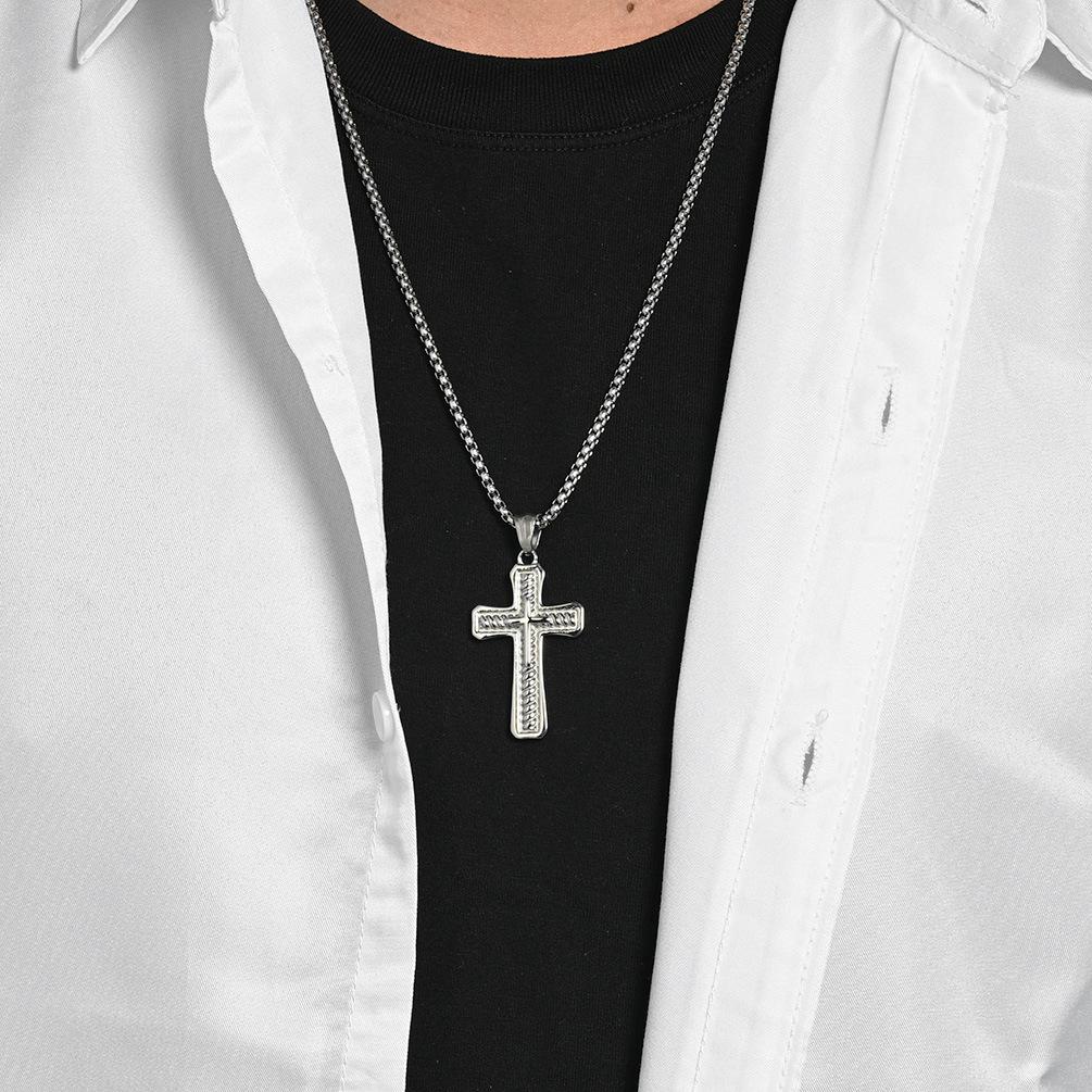 Retro Street Trend Titanium Steel Cross Necklace Men's Niche Personality Punk Style Accessories Pendant