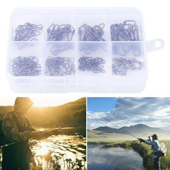 100/120Pcs Fishing Pin Connectors with Storage Box Mini Size Portable Hanging Fishing Snap Swivels Pins Fishing Accessories