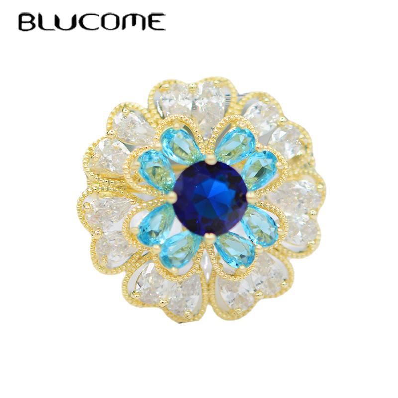 Blucome Роскошная модная брошь с цветком, медные булавки со стразами для женщин, свадебных вечеринок, офисных булавок для корсажа, подарки на новый год