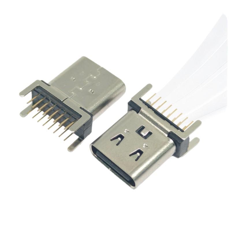 USB Type-C 16P Прямой штекер Вертикальный монтаж, Высоты: 8.4/9.3/10.1/11.1/12.1/12.8/14 мм.