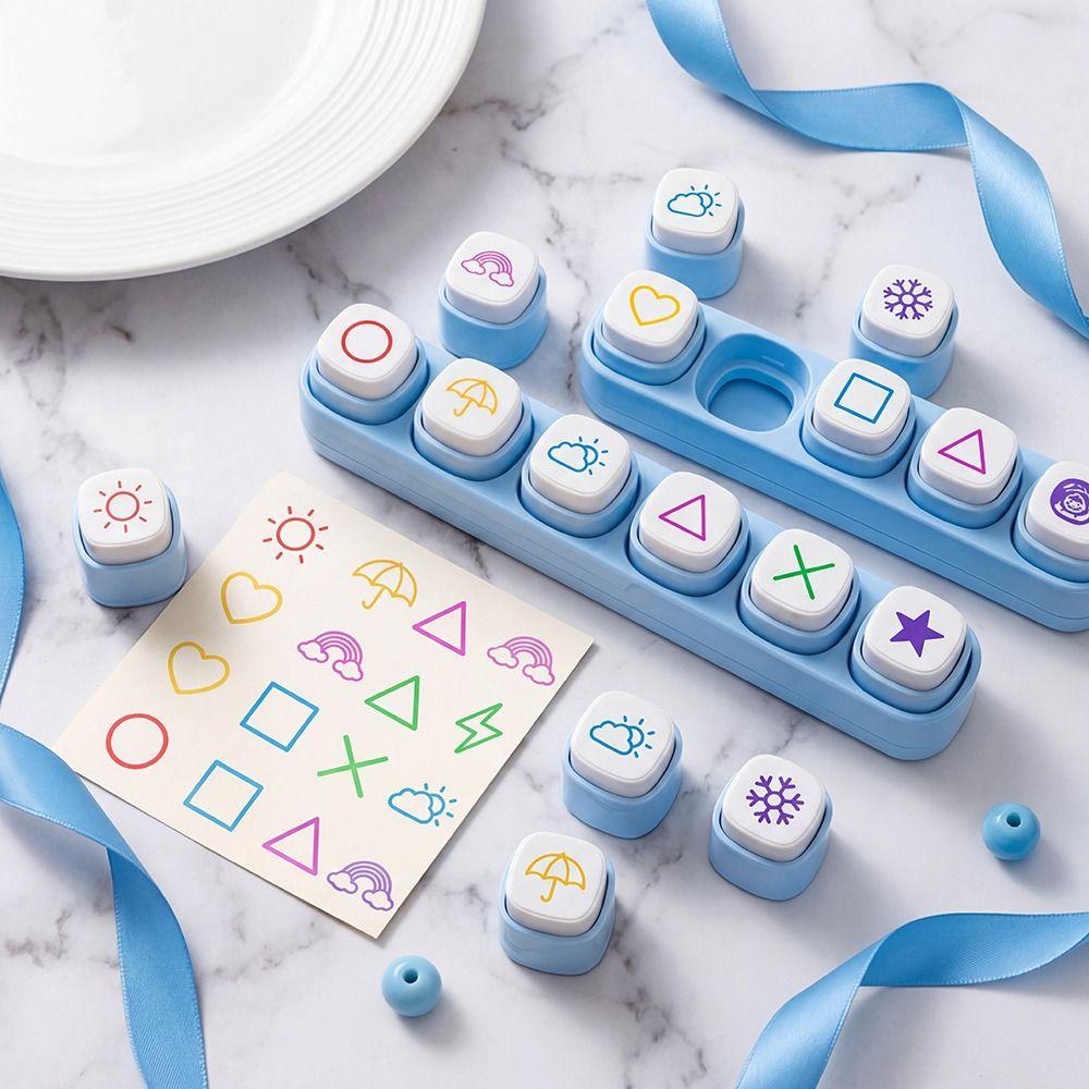 6-in-1 Set Cartoon Stamp Stickers Kit Blue / White Stamp Set DIY Crafts Students School