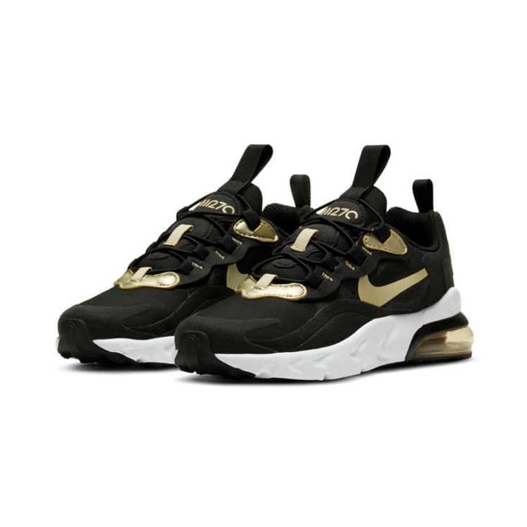 Nike Кроссовки Air Max 270 RT Low top Детские Повседневные Черно-золотые Для Детей Возрастом 3-7 Лет BQ0102-018