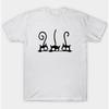 Three Cute Cartoon Black Cats With White Eyes Graphic Print T Shirt Simple Minimalist Design Casual Cat Lover Clothing For Unisex