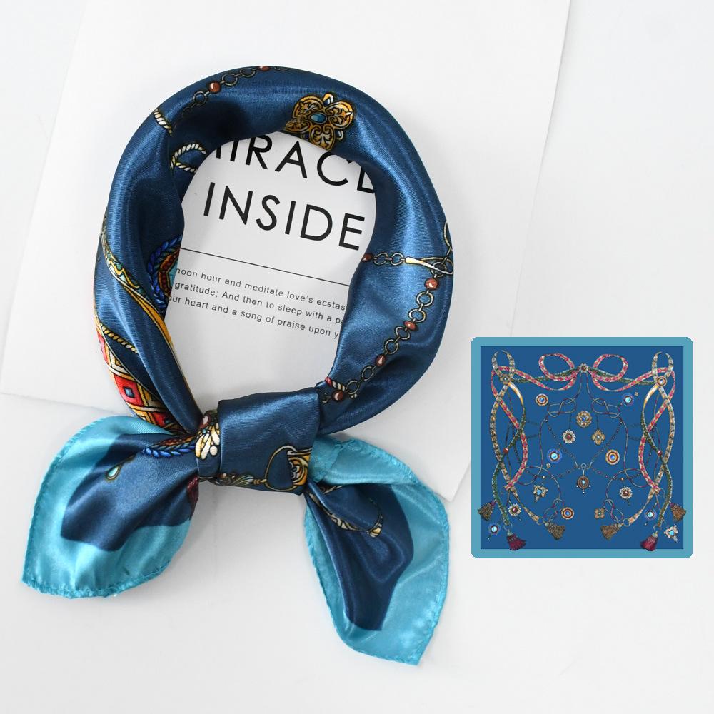 Новый модный высококачественный шелковый шарф квадратный шарф цепочка имитация шелка 50x50 маленький шарф для женщин