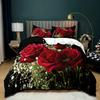 3pcs Romantic Red Rose 3D Printed Bedding Set Cozy Comfortable Duvet Cover King Queen Twin Size Birthday Gift Bedroom Decoration