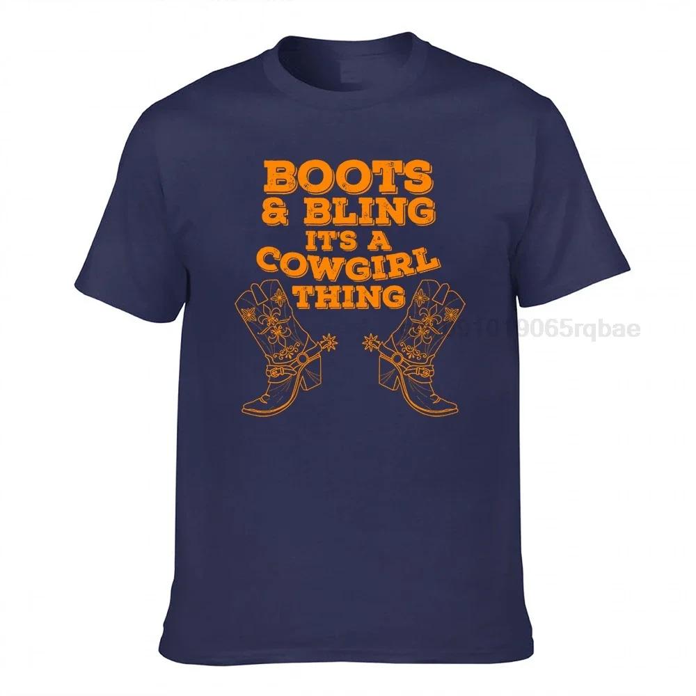 Funny Cowgirl Boots Bling Unisex Gift Cute Love Country Life Simple Style Design Tops T Shirt Special Cotton Unisex Tshirts